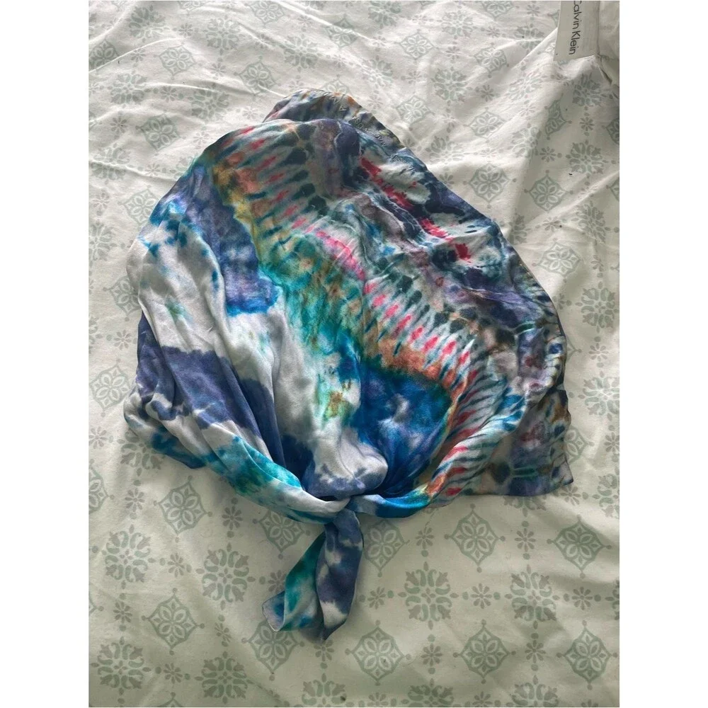 AMIRI Multicolor Tie-Dye Key Chain Scarf Accessory - Blue Purple Black
